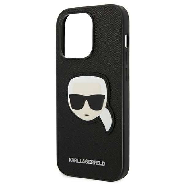 Etui KARL LAGERFELD Apple iPhone 14 Pro Max Saffiano Karl`s Head Patch Czarny Hardcase